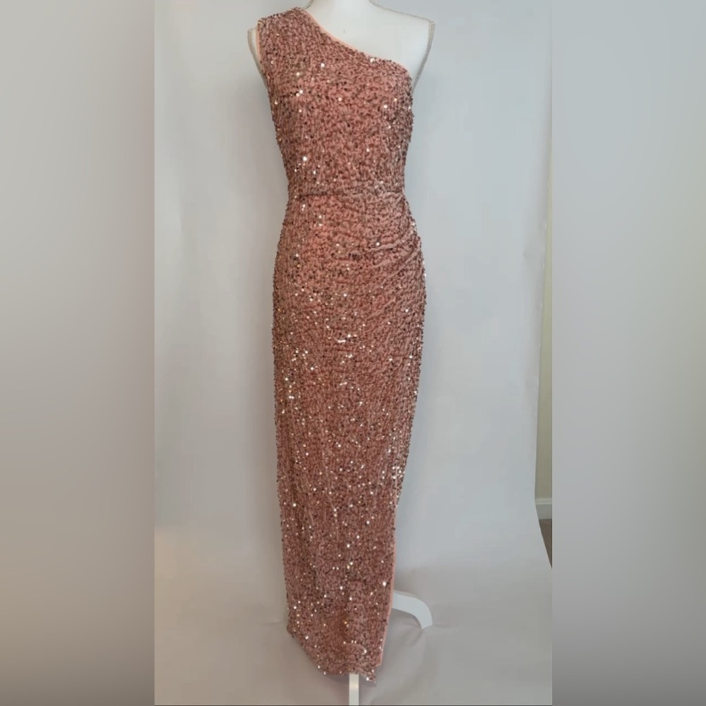 Blush Pink One-Shoulder Sequin Gown - NO TAGS